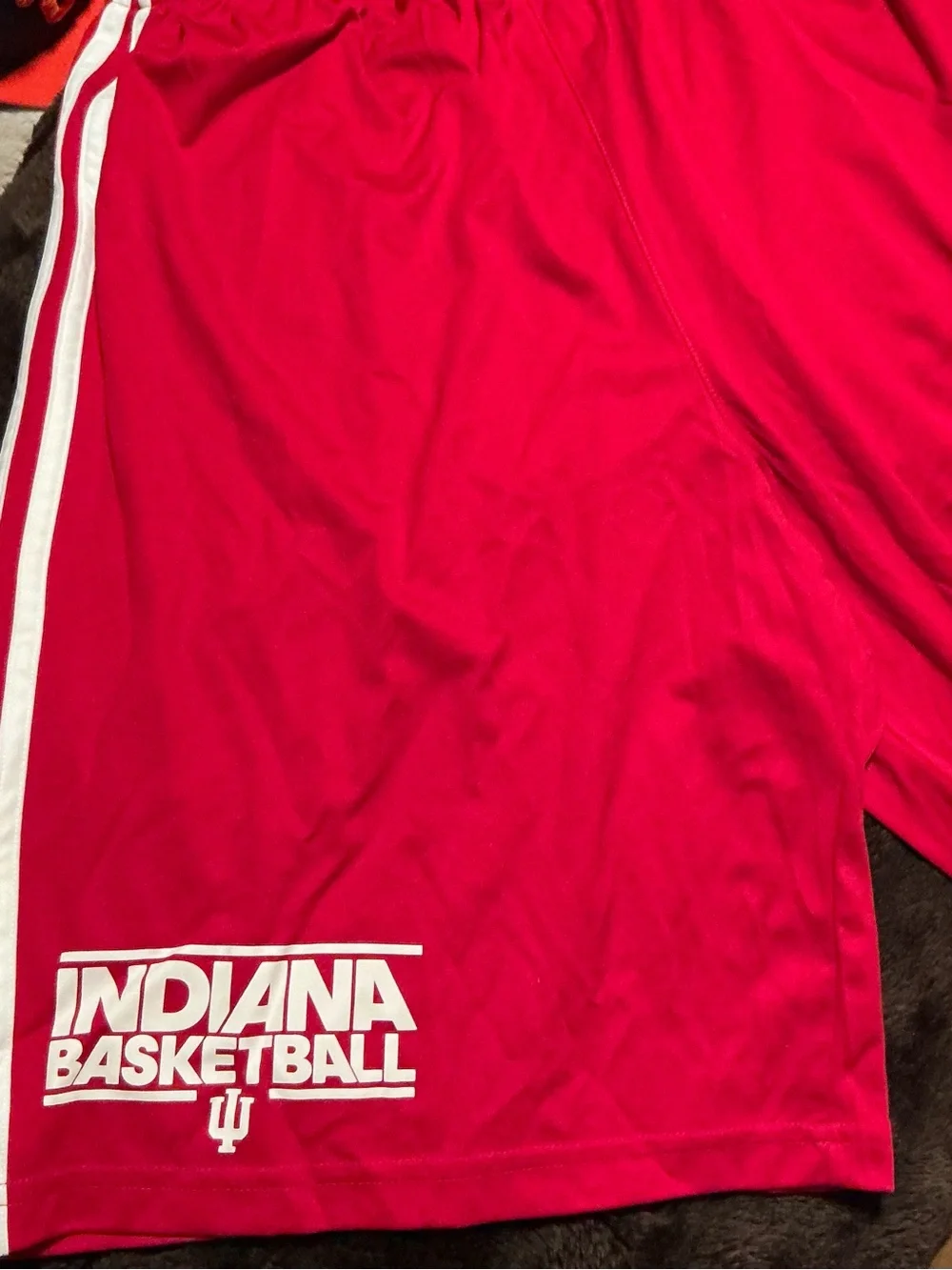 adidas Red Men's Athletic Basketball Shorts with White Side Stripes